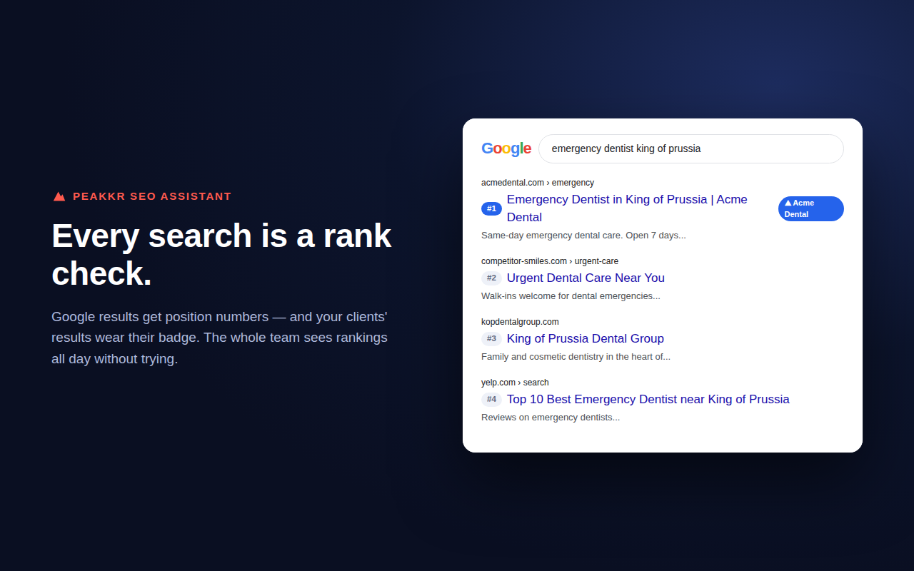 Google results wear your clients' rank badges